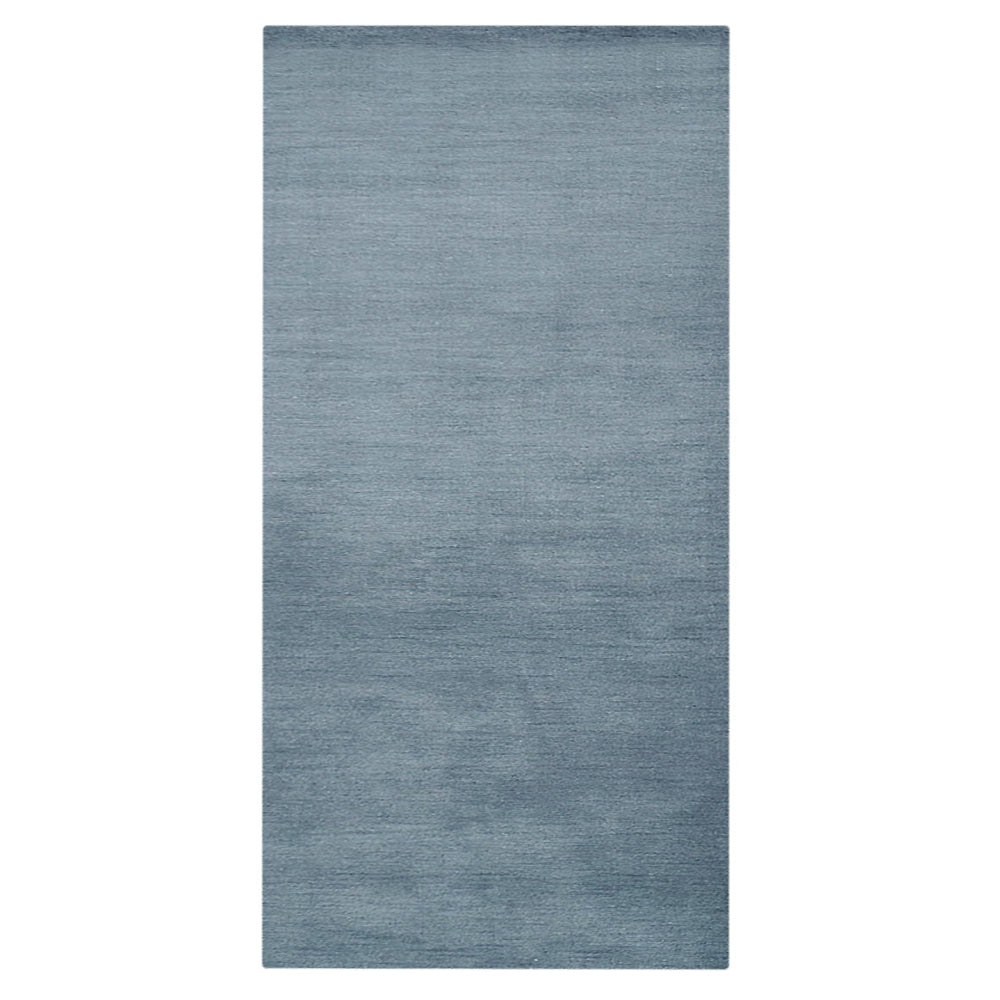 Hand-knotted-loom-Gray-Runner-Solid-Rug-Side 1