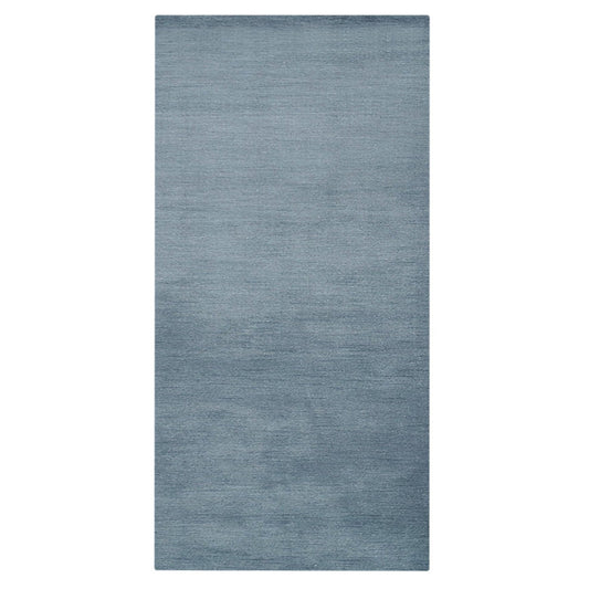 Hand-knotted-loom-Gray-Runner-Solid-Rug-Side 1