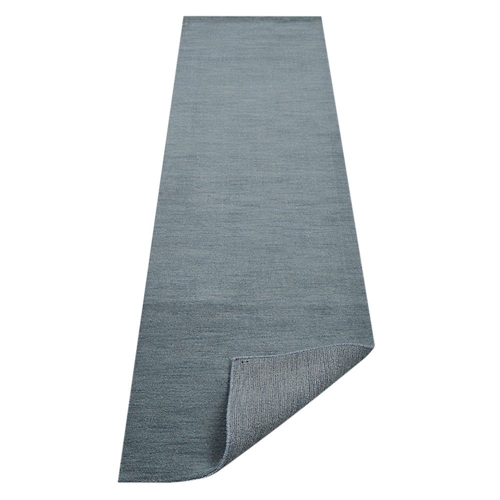 Hand-knotted-loom-Gray-Runner-Solid-Rug-Side 3