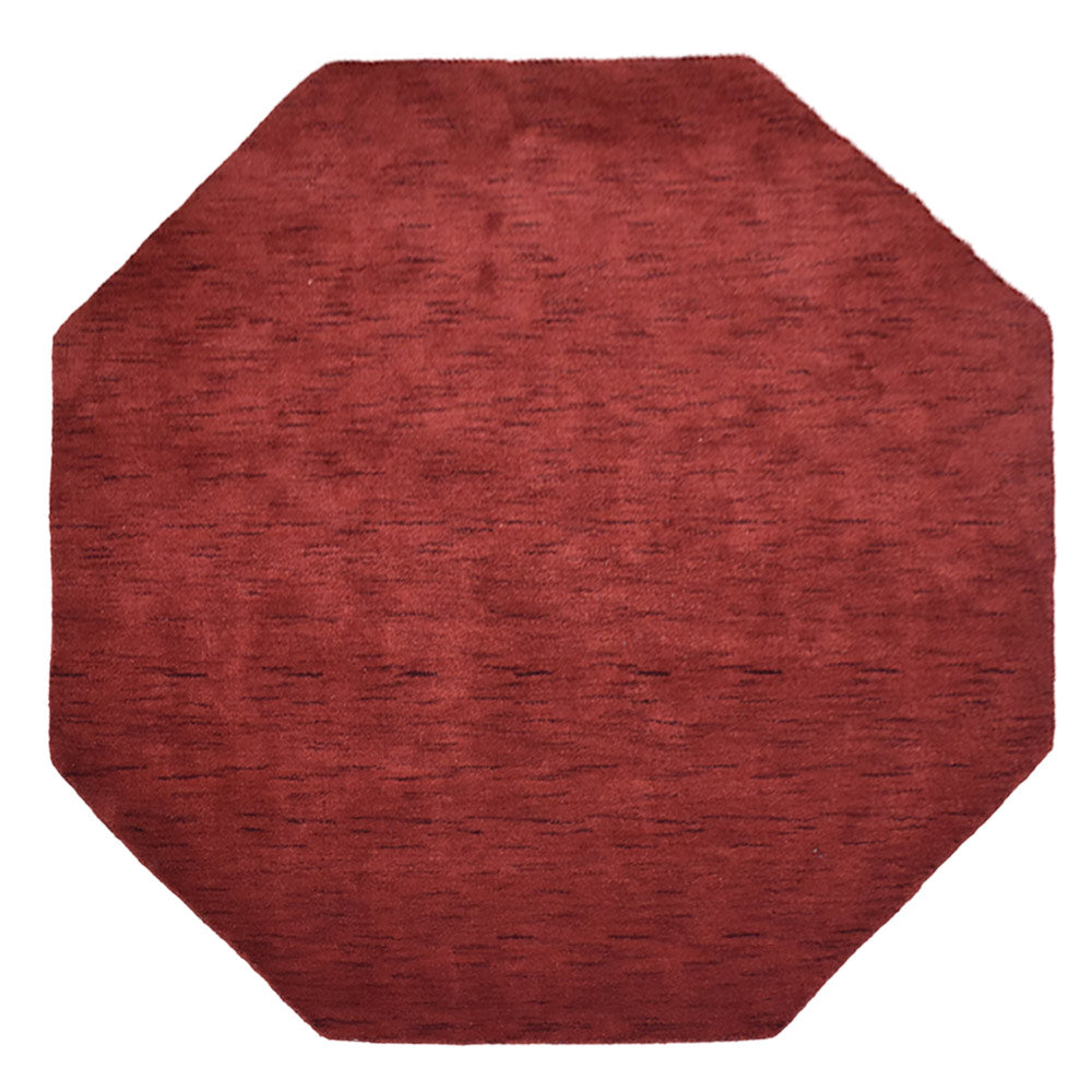 Hand Knotted Loom Wool Octagon Area Rug Solid Red L00111