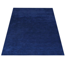 Hand Knotted Loom Wool Rectangle Area Rug Solid Aqua