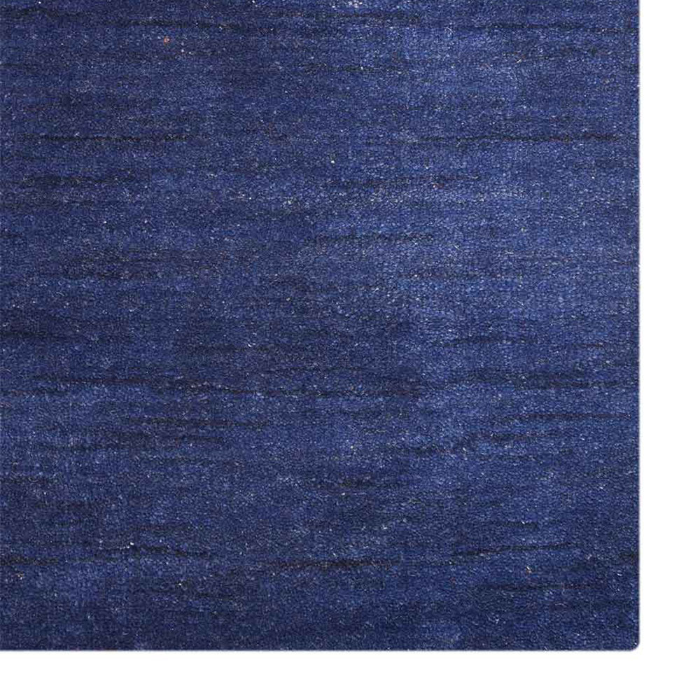 Hand Knotted Loom Wool Rectangle Area Rug Solid Aqua