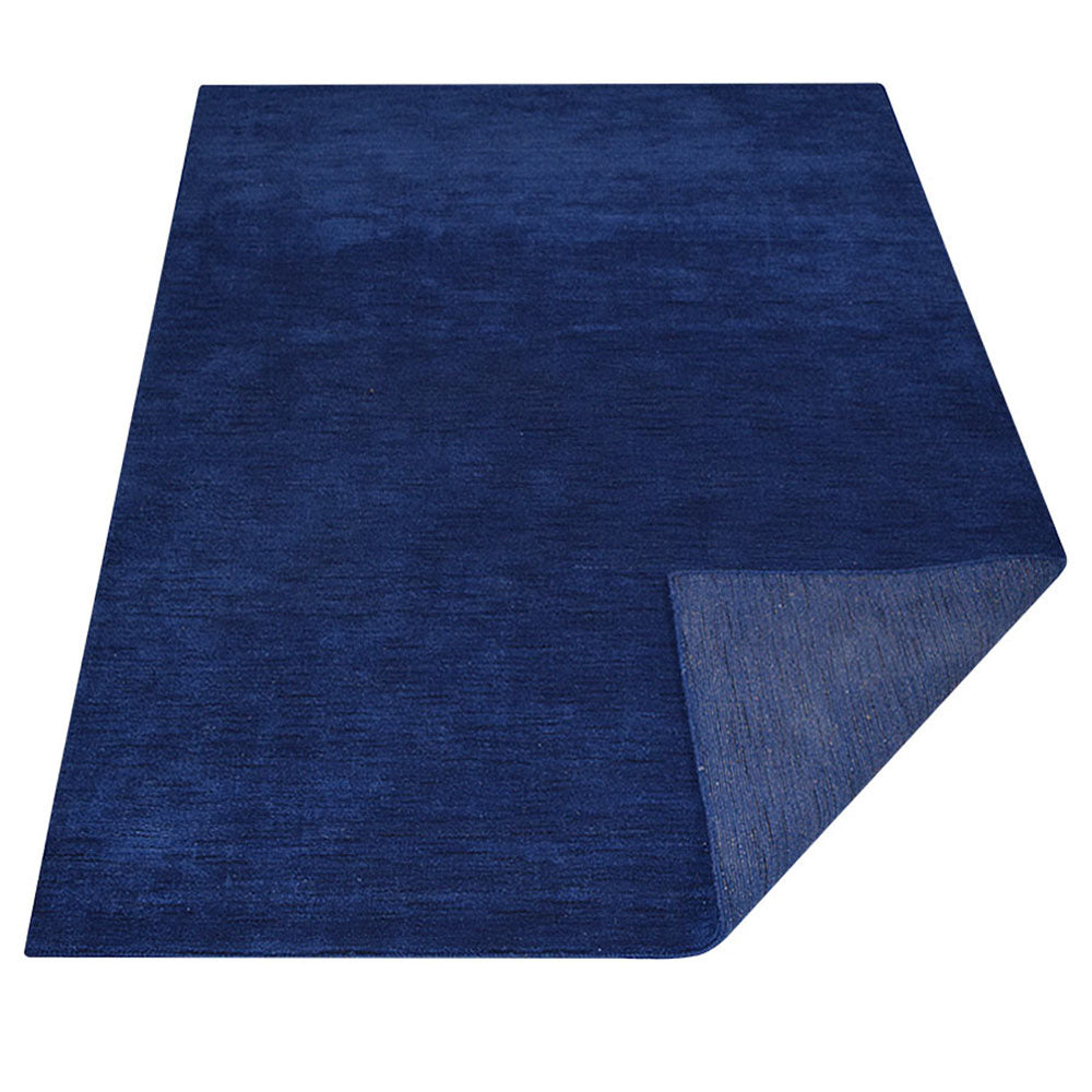 Hand Knotted Loom Wool Rectangle Area Rug Solid Aqua