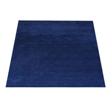 Hand Knotted Loom Wool Rectangle Area Rug Solid Aqua