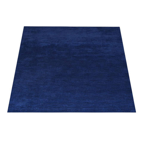 Hand Knotted Loom Wool Rectangle Area Rug Solid Aqua