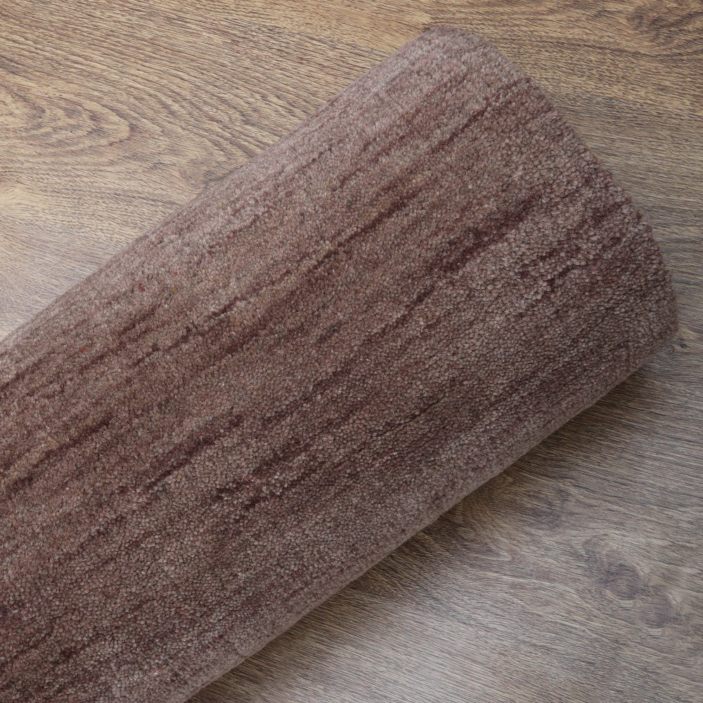 hand-knotted-loom-wool-solid-light-brown-sqaure-rug-closeup-4