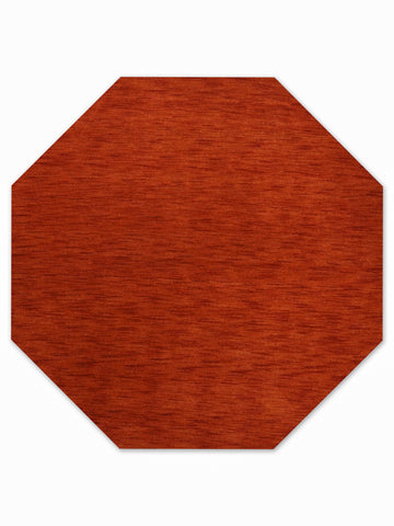 Hand Knotted Loom Wool Octagon Area Rug Solid Light Red L00111