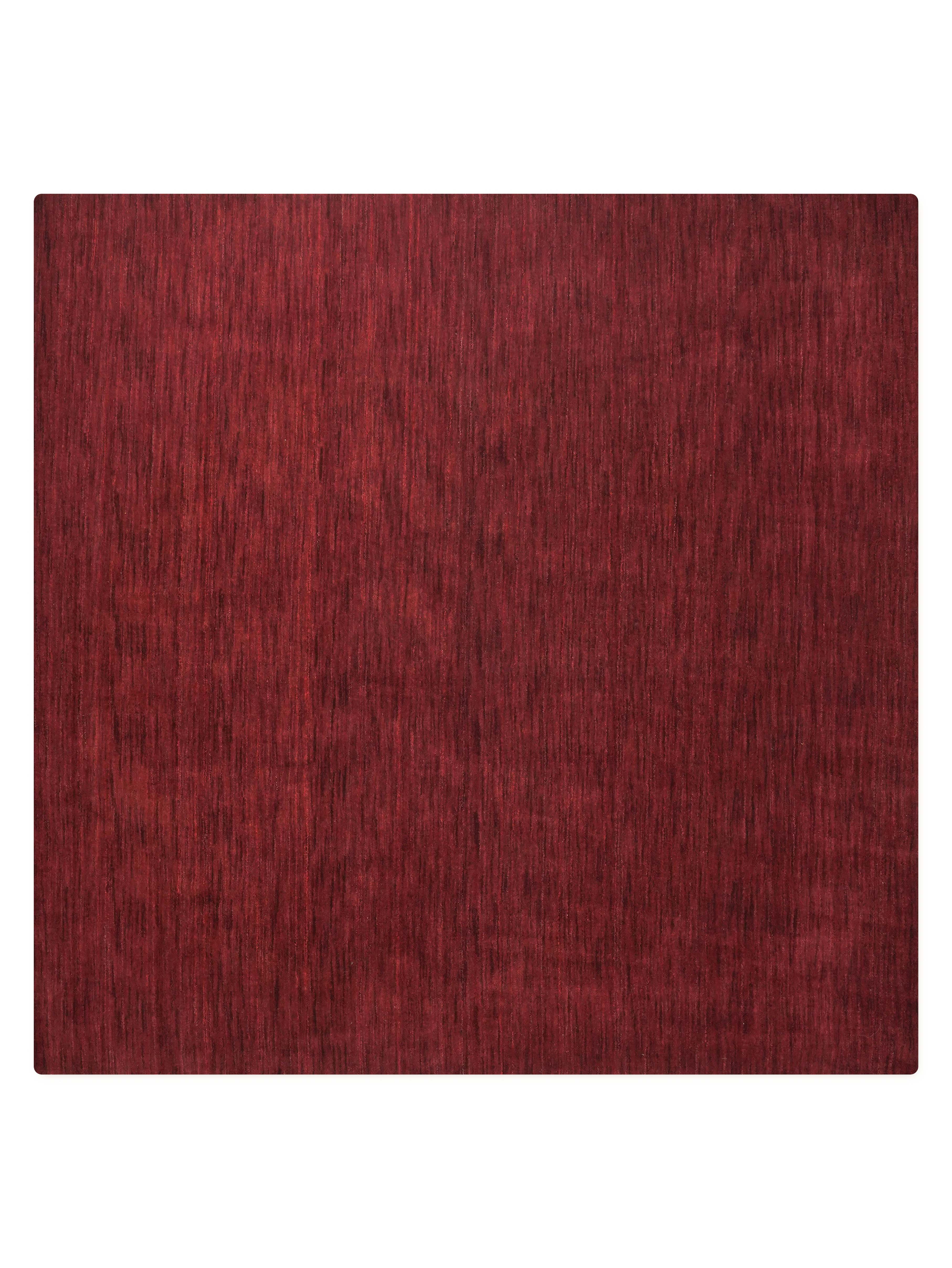 Hand Knotted Loom Wool Square Area Rug Solid Dark Red L00111