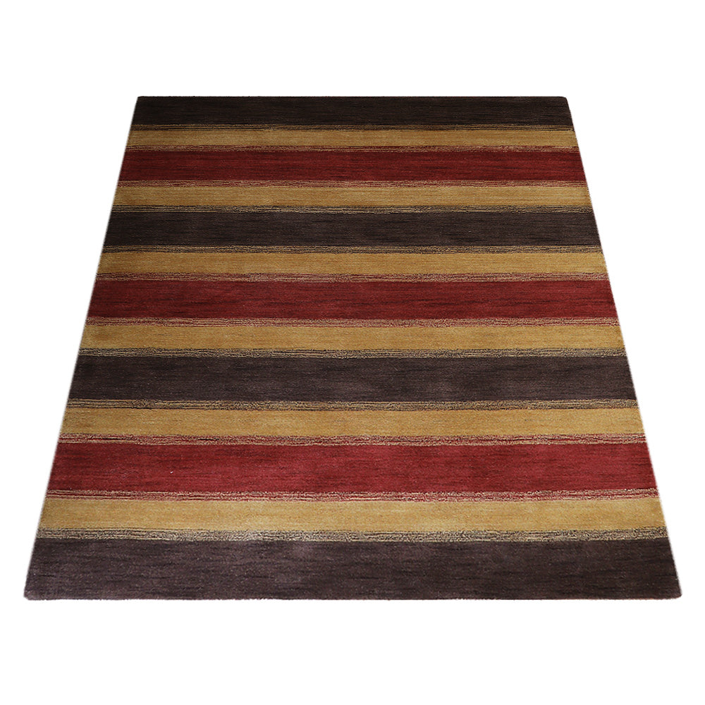 Hand Knotted Loom Wool Rectangle Area Rug Contemporary Brown Gold L00204