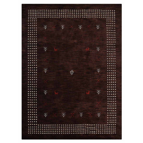 Hand Knotted Loom Wool Rectangle Area Rug Contemporary Brown L00224
