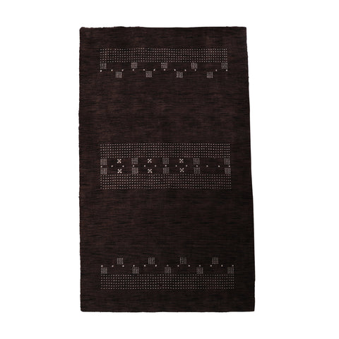 Hand Knotted Loom Wool Rectangle Area Rug Contemporary Brown L00504