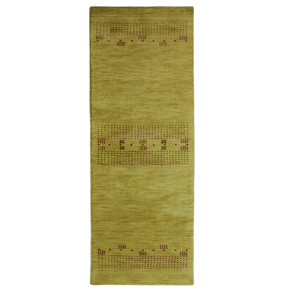 Hand Knotted Loom Wool Runner Area Rug Contemporary Gold L00504