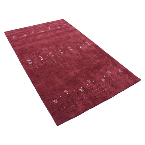 Hand Knotted Loom Wool Rectangle Area Rug Contemporary Red L00504