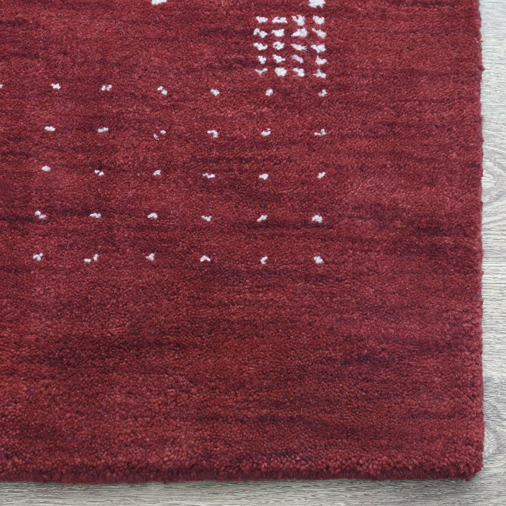 Hand Knotted Loom Wool Rectangle Area Rug Contemporary Red L00504