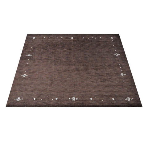 Hand Knotted Loom Wool Square Area Rug Contemporary Brown L00516