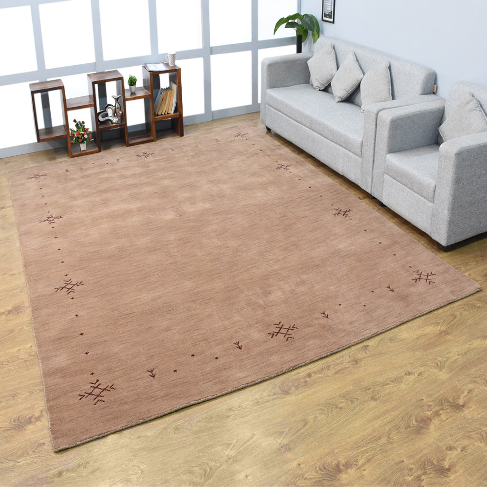 Hand Knotted Loom Wool Rectangle Area Rug Contemporary Light Brown L00516