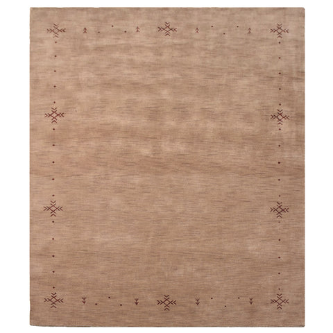 Hand Knotted Loom Wool Rectangle Area Rug Contemporary Light Brown L00516