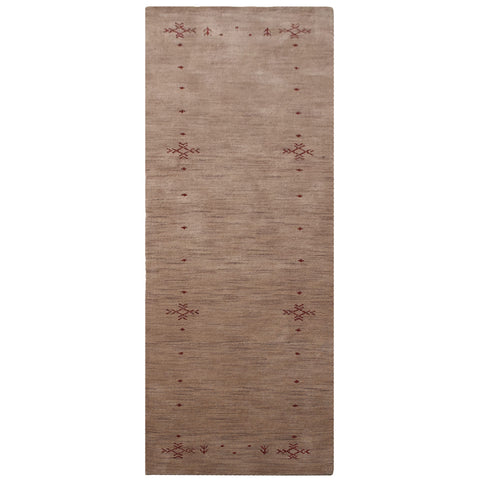 Hand Knotted Loom Wool Runner Area Rug Contemporary Light Brown L00516