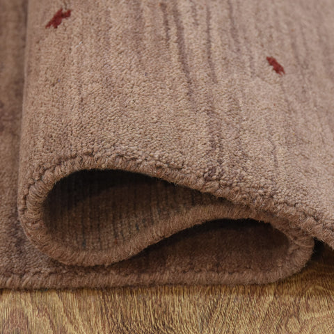 Hand Knotted Loom Wool Runner Area Rug Contemporary Light Brown L00516