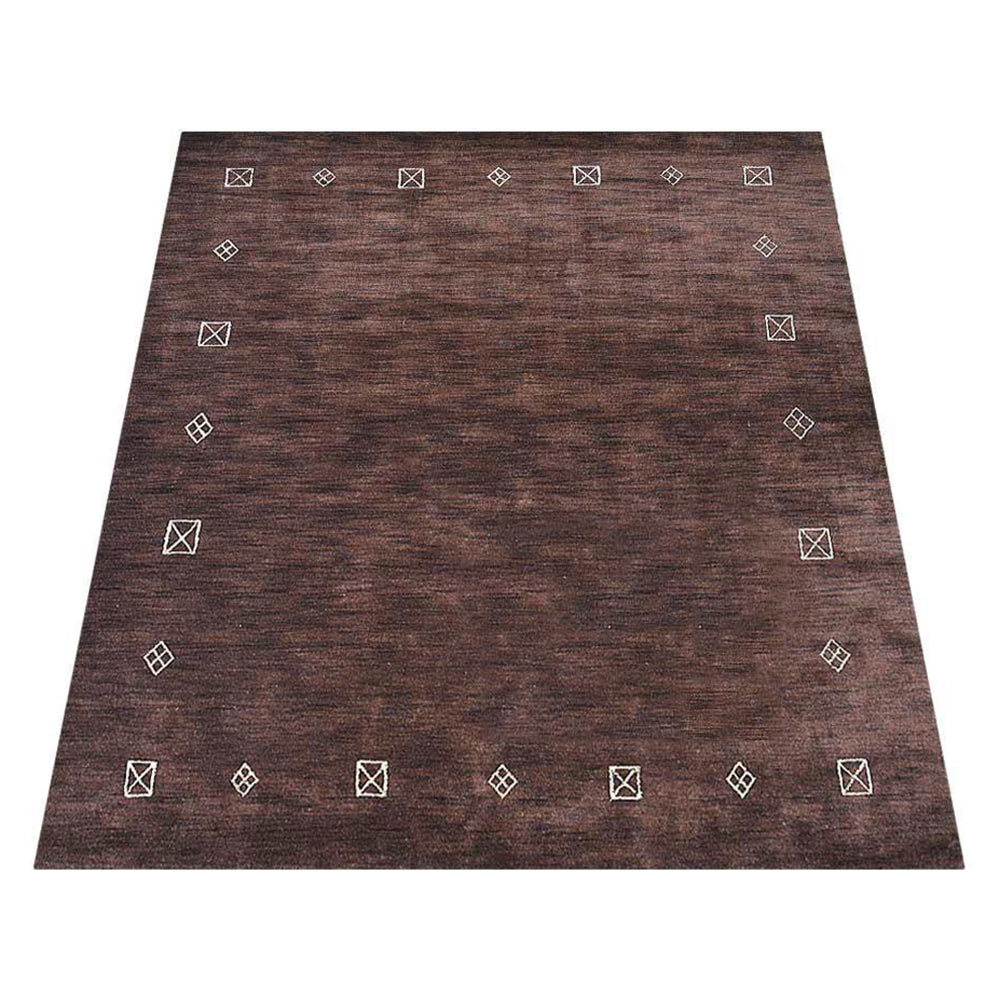 Hand Knotted Loom Wool Rectangle Area Rug Contemporary Brown L00521