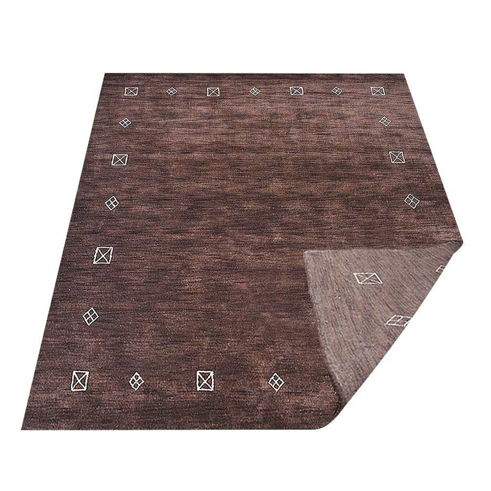Hand Knotted Loom Wool Rectangle Area Rug Contemporary Brown L00521