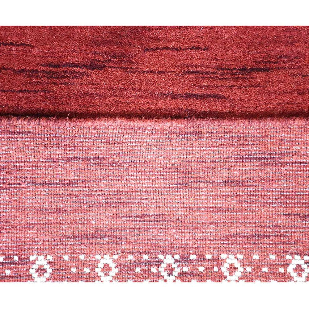 Hand Knotted Loom Wool Rectangle Area Rug Contemporary Red L00529