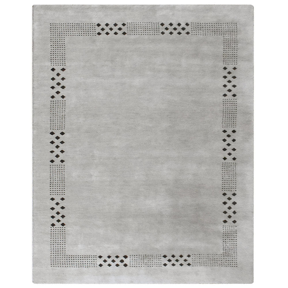 Hand Knotted Loom Wool Rectangle Area Rug Contemporary Beige L00530