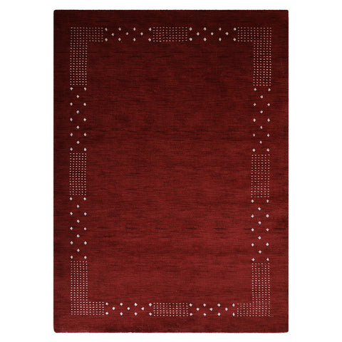 Hand Knotted Loom Wool Rectangle AreaRug Contemporary Red L00530