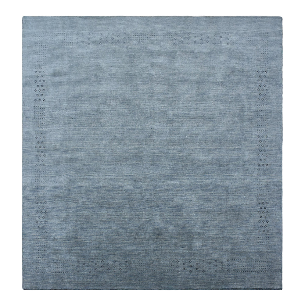 Hand Knotted Loom Wool Square Area Rug Contemporary Light Blue L00530
