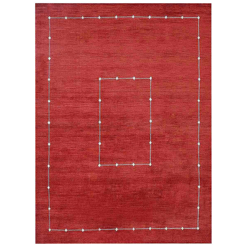 Hand Knotted Loom Wool Rectangle Area Rug Geometric Red L00532