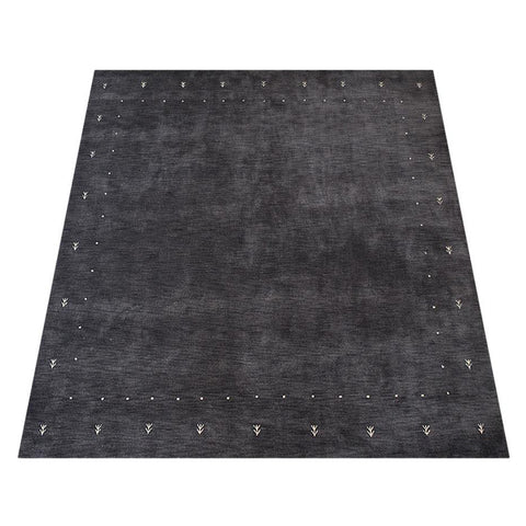 Hand Knotted Loom Wool Rectangle Area Rug Contemporary Charcoal L00535