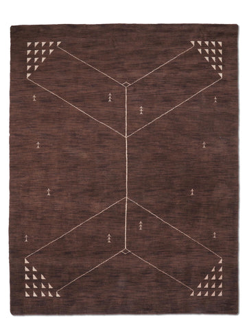 Hand Knotted Loom Wool Rectangle Area Rug Geometric Brown L00538