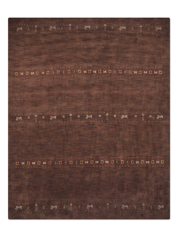 Hand Knotted Loom Wool Rectangle Area Rug Contemporary Brown L00585
