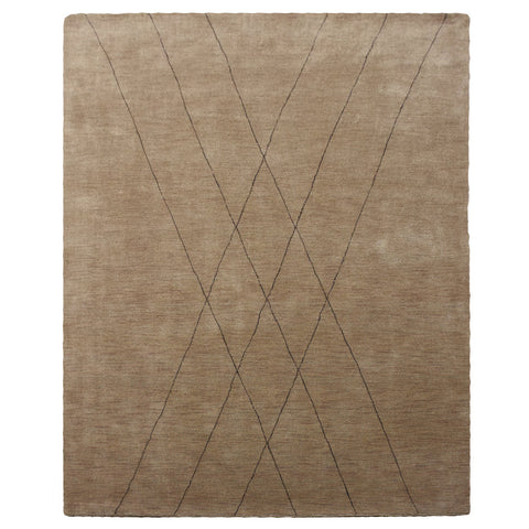Hand Knotted Loom Wool Rectangle Area Rug Geometric Light Brown L00645