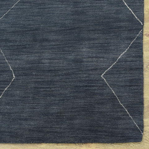 Hand Knotted Loom Wool Rectangle Area Rug Geometric Charcoal L00646