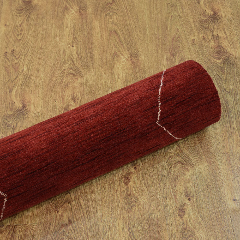 hand-knotted-loom-wool-geometric-red-rectangle-rug-closeup-6