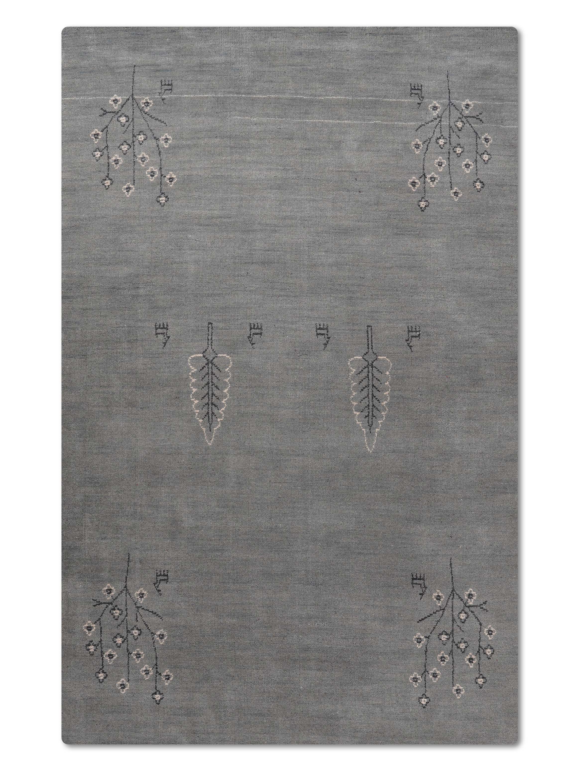 Hand Knotted Loom Wool Rectangle Area Rug Contemporary Light Blue L00647