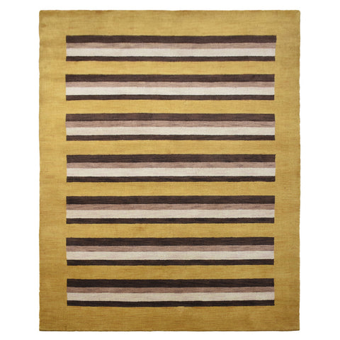 Hand Knotted Loom Wool Rectangle Area Rug Contemporary Gold Brown L00904