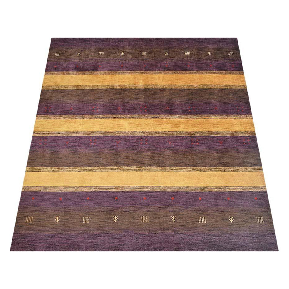 Hand Knotted Loom Wool Rectangle Area Rug Contemporary Purple Gold L0A211