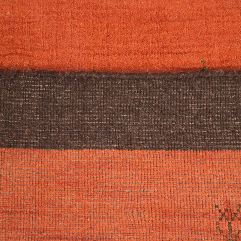 Hand Knotted Loom Wool Runner Area Rug Contemporary Orange Black L0B201