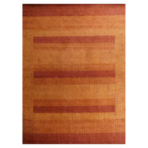 Hand Knotted Loom Wool Rectangle Area Rug Contemporary Orange L0B904