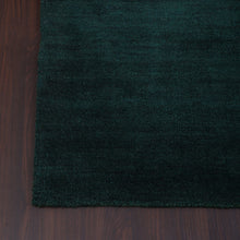 hand-knotted-loom-silk-runner-area-rug-solid-dark-green-closeup 2
