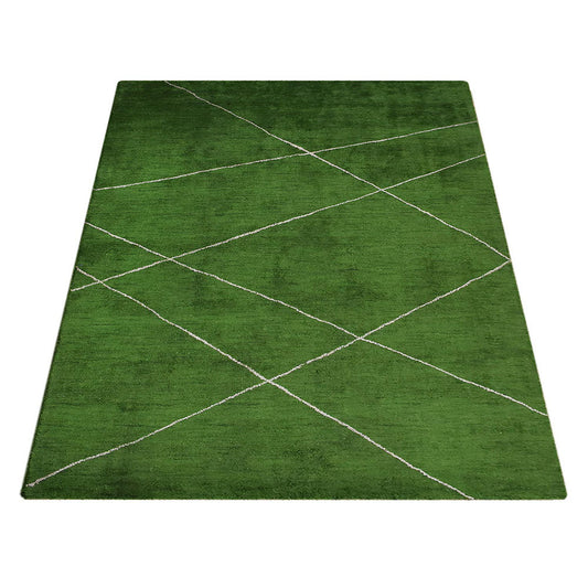 hand-knotted-loom-silk-area-rug-light-green-beige-side 2