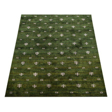hand-knotted-loom-silk-area-rug-contemporary-green-beige-side 2