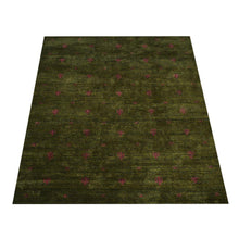 hand-knotted-green-brown-contemporary-silk-rug-side 2