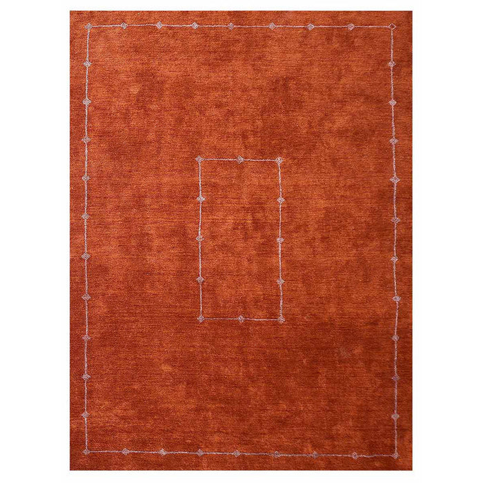 hand-knotted-loom-silk-area-rug-geometric-orange-side 1