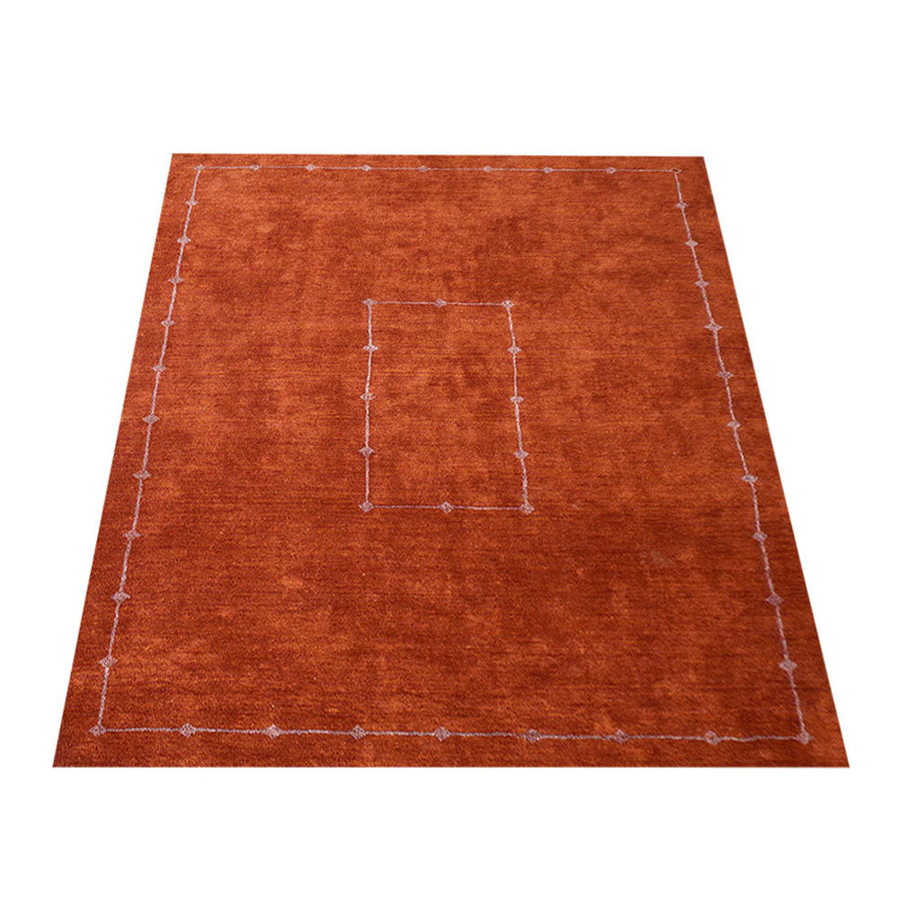 hand-knotted-loom-silk-area-rug-geometric-orange-side 2
