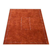 hand-knotted-loom-silk-area-rug-geometric-orange-side 2