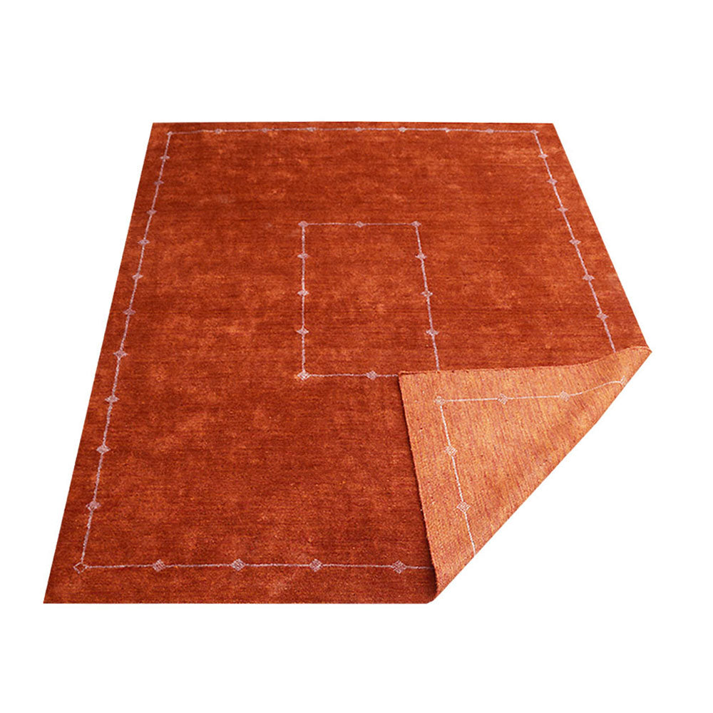 hand-knotted-loom-silk-area-rug-geometric-orange-closeup 2