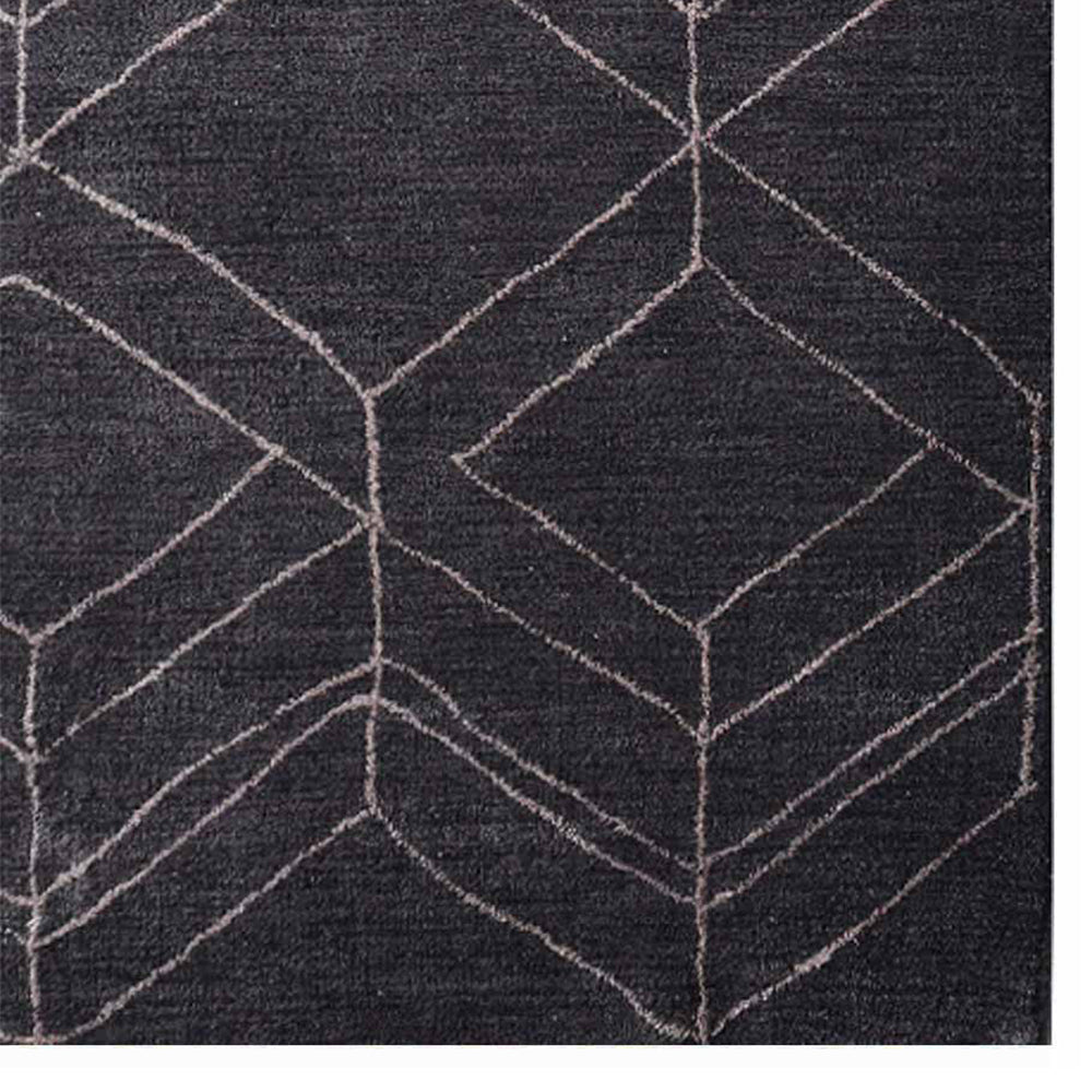 hand-knotted-loom-silk-area-charcoal-beige-rug-closeup 2